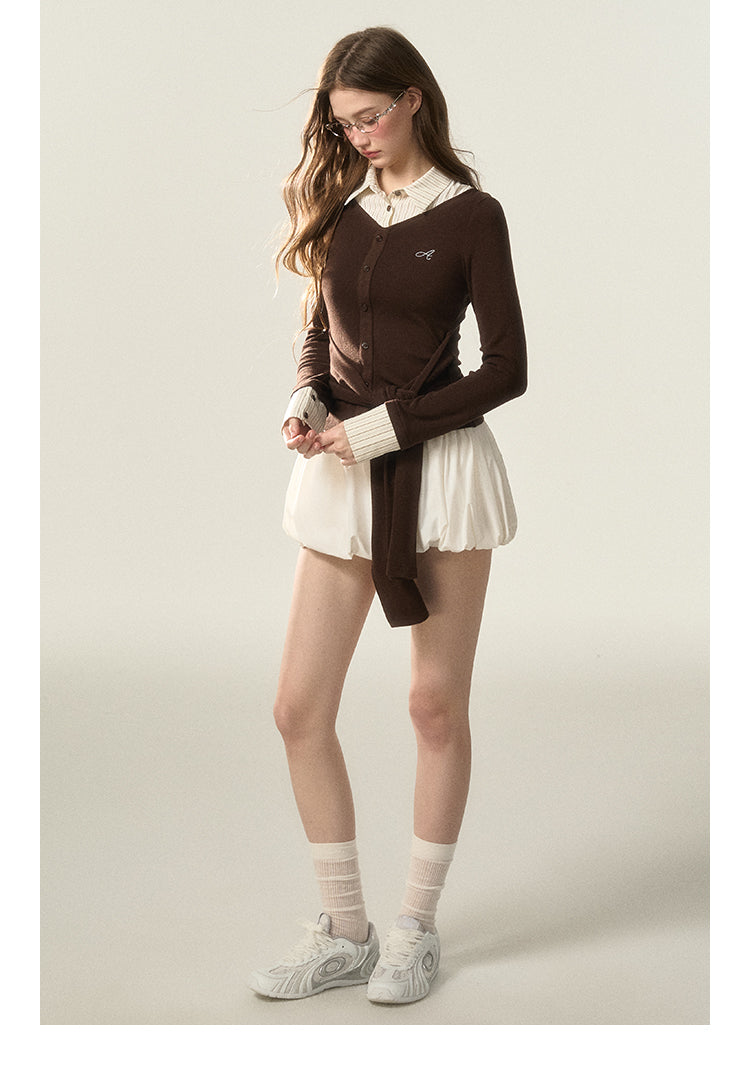 Light Nylon Wrinkle Textured Cloud Balloon Skirt