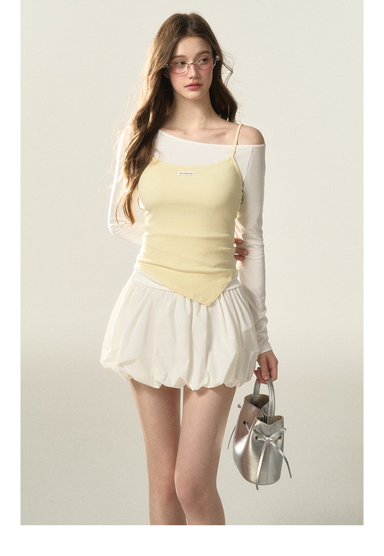 Light Nylon Wrinkle Textured Cloud Balloon Skirt