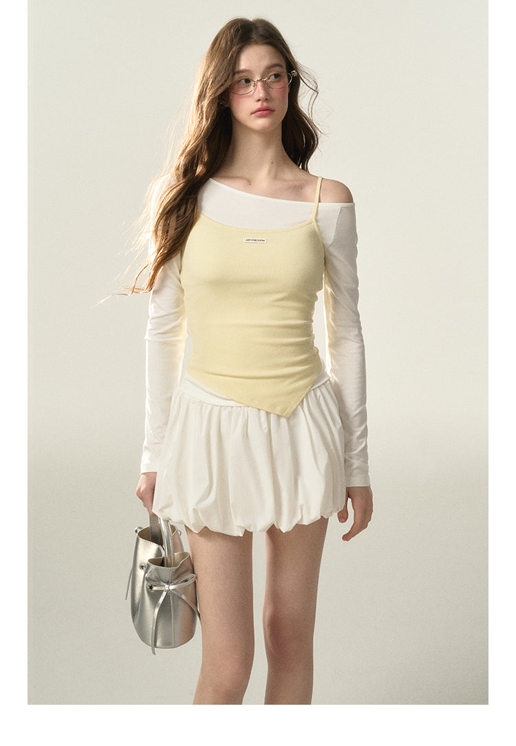 Light Nylon Wrinkle Textured Cloud Balloon Skirt