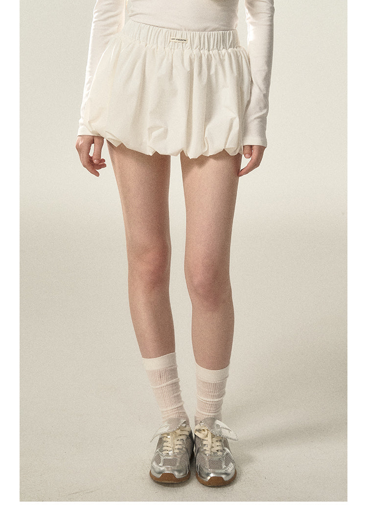 Light Nylon Wrinkle Textured Cloud Balloon Skirt