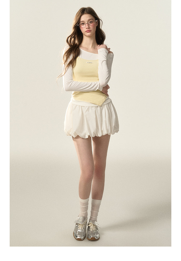 Light Nylon Wrinkle Textured Cloud Balloon Skirt