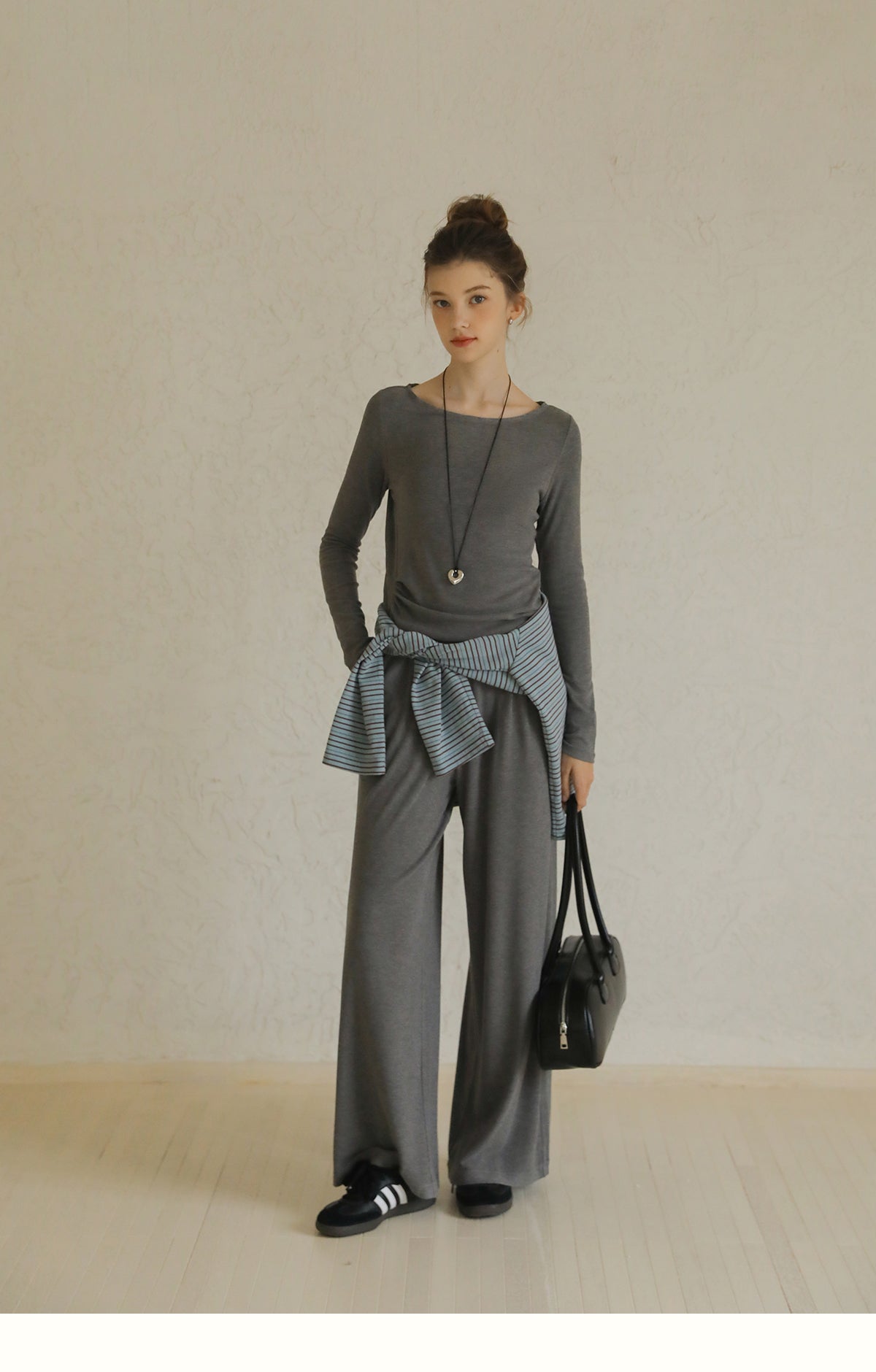 Draped Wide-Neck Top & Wide-Leg Pants