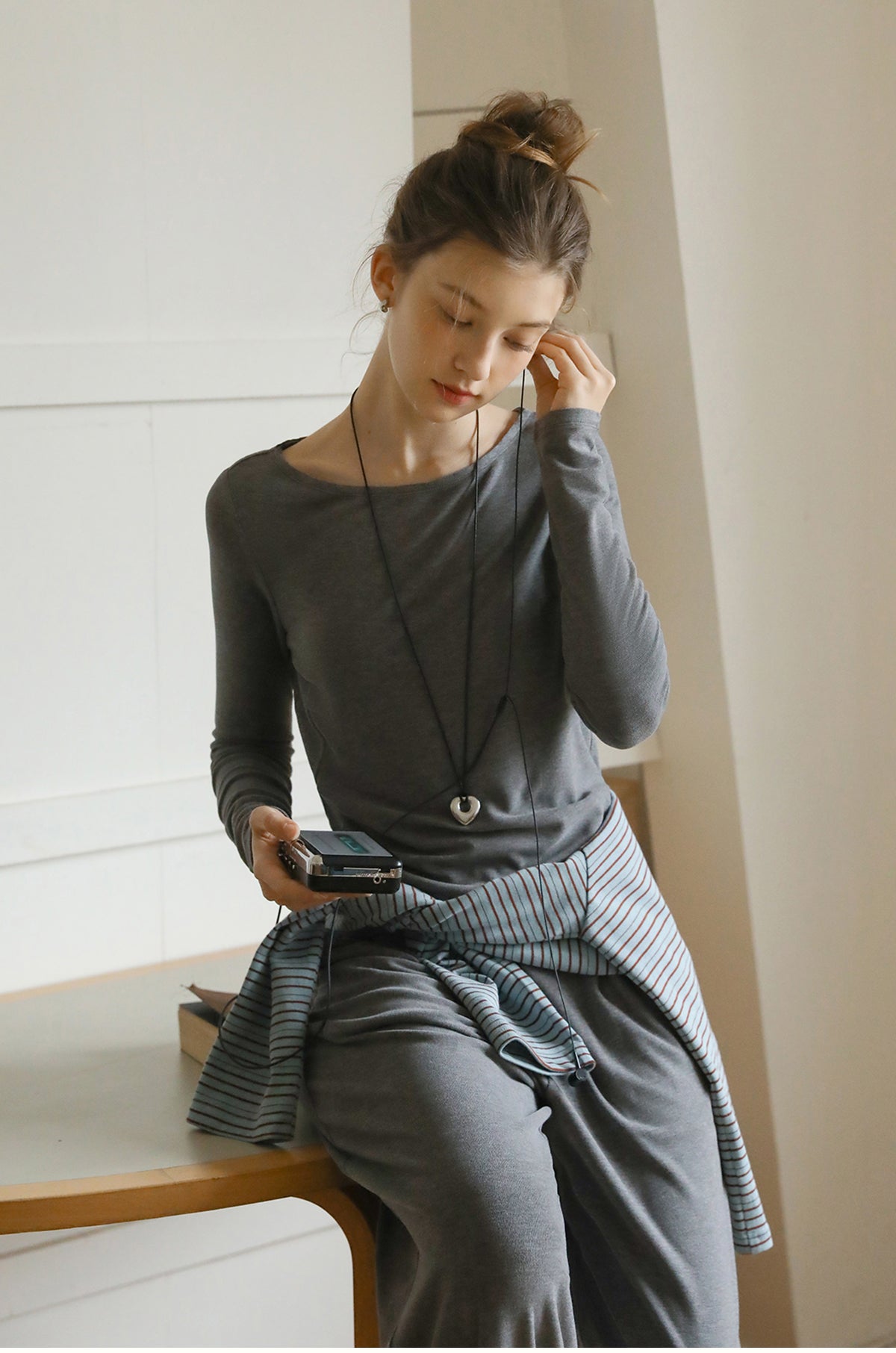Draped Wide-Neck Top & Wide-Leg Pants