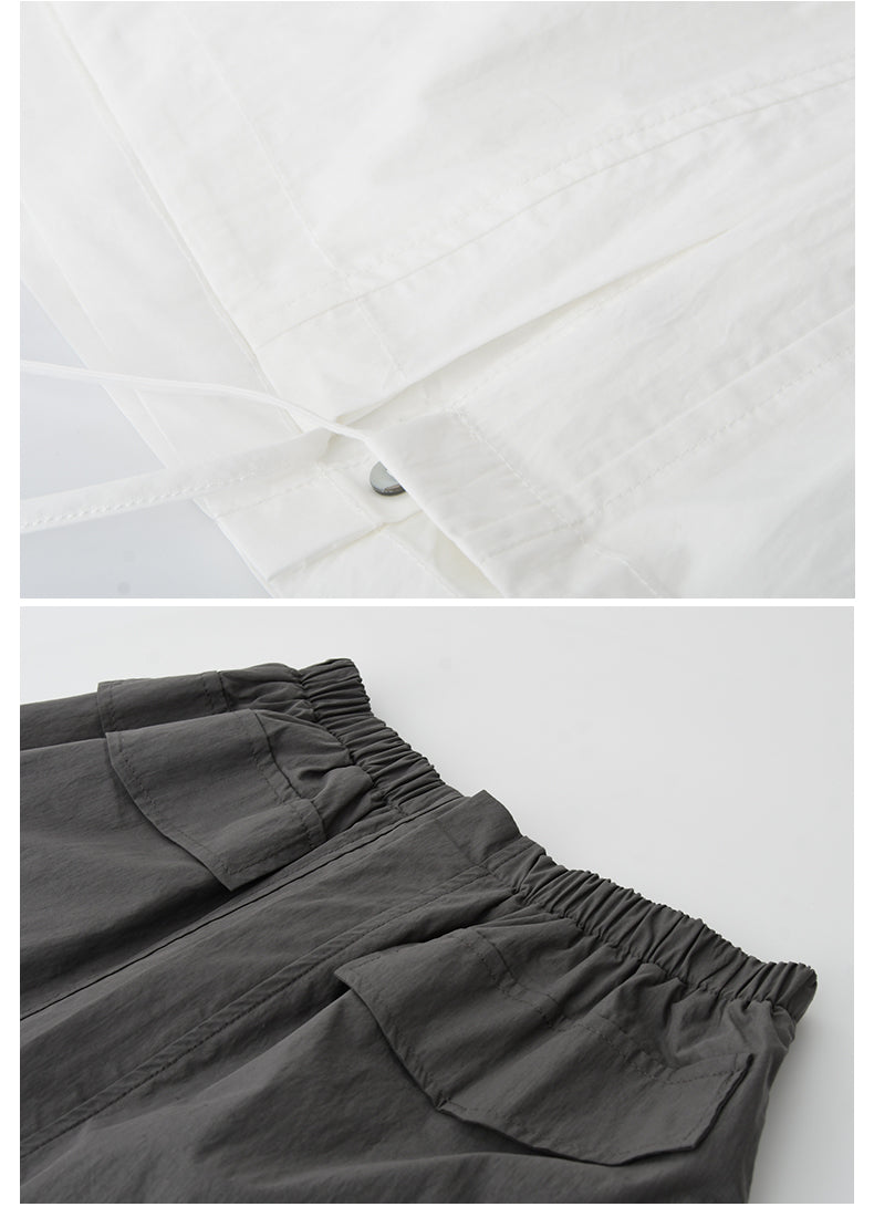 Nylon-Cotton Blend Double-Layered Mini Skirt