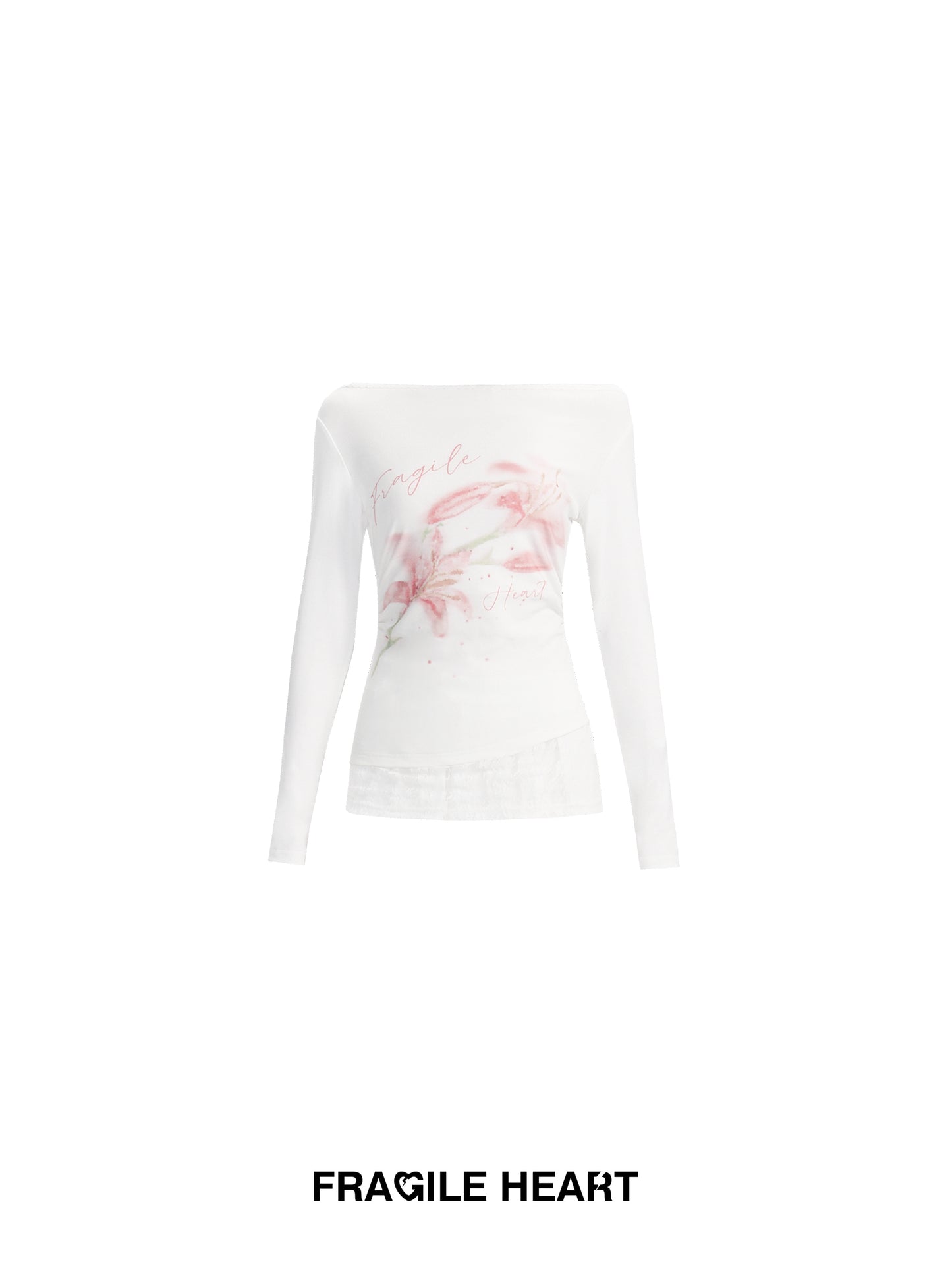 Two-Way Shoulder Watercolor Flower T-Shirt