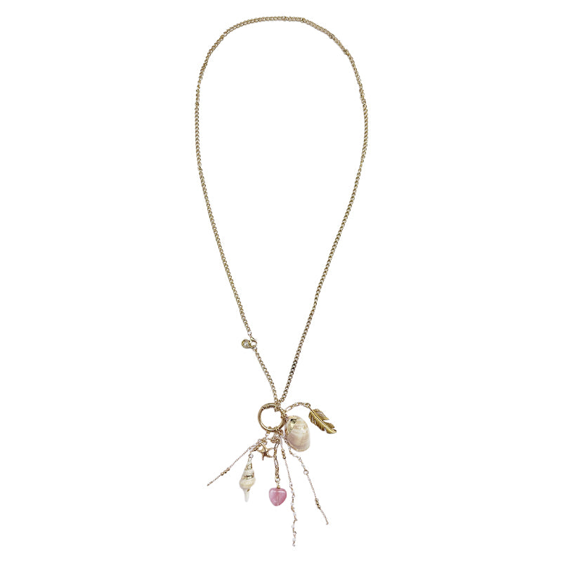 Long Shell Charm Necklace & Short Chain Necklace