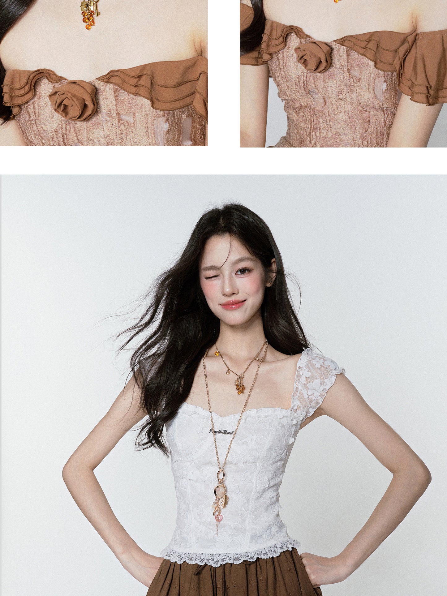 Long Shell Charm Necklace & Short Chain Necklace