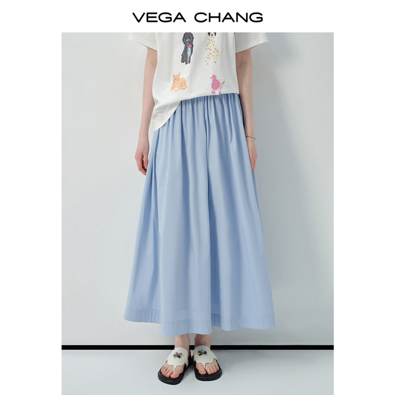 Elastic Waist A-Line Maxi Skirt