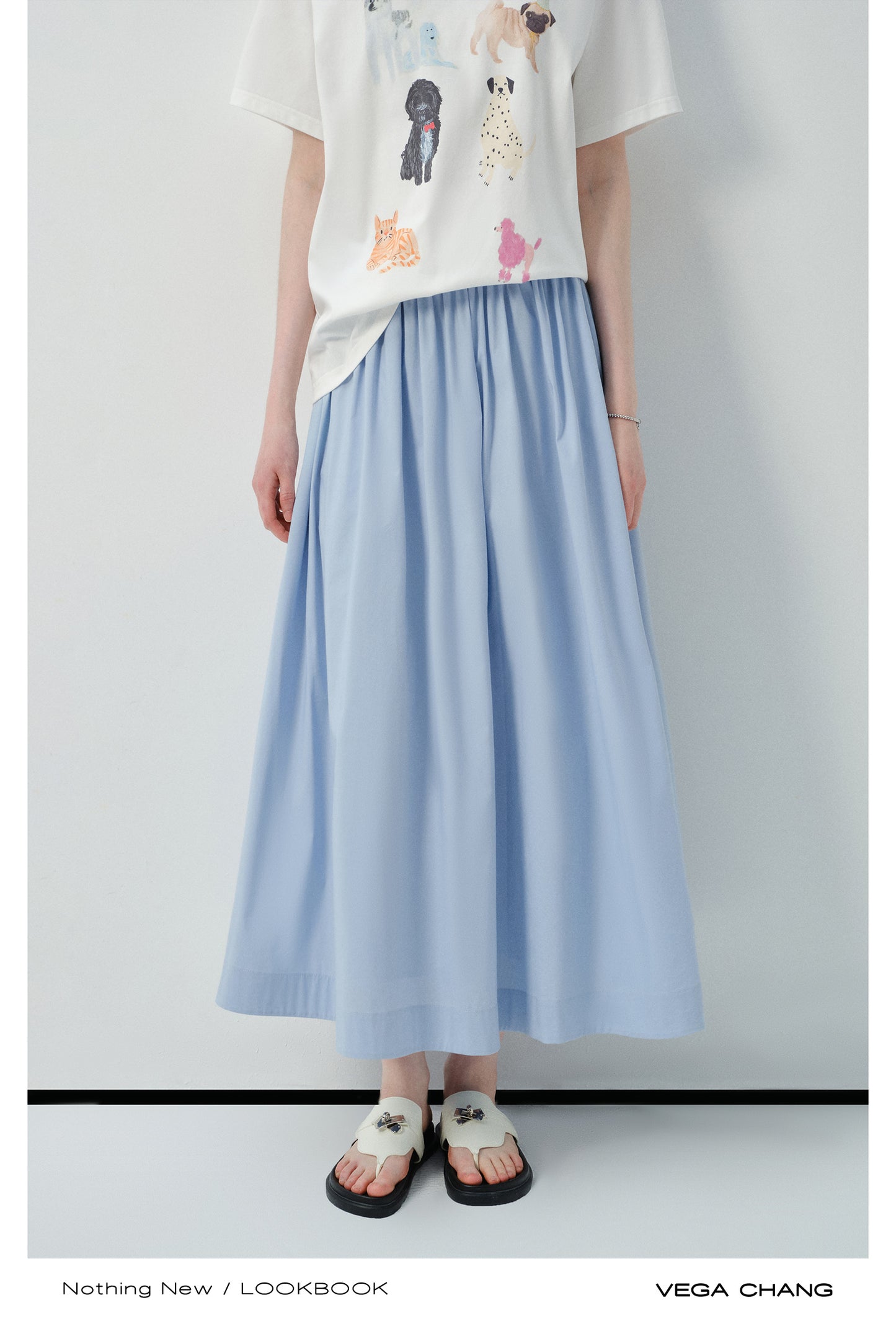 Elastic Waist A-Line Maxi Skirt