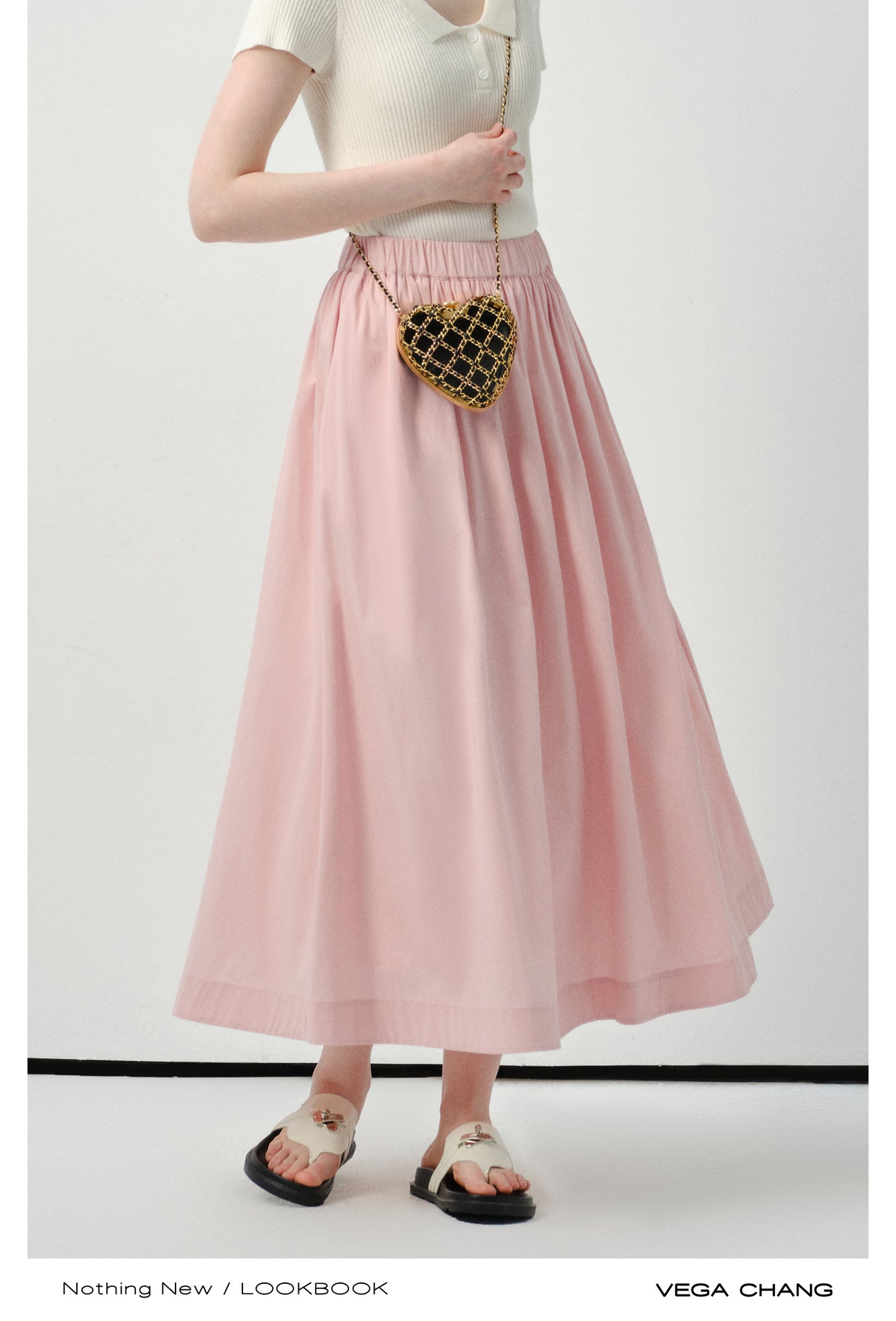 Elastic Waist A-Line Maxi Skirt
