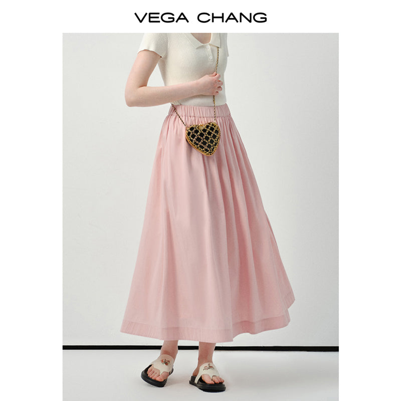 Elastic Waist A-Line Maxi Skirt