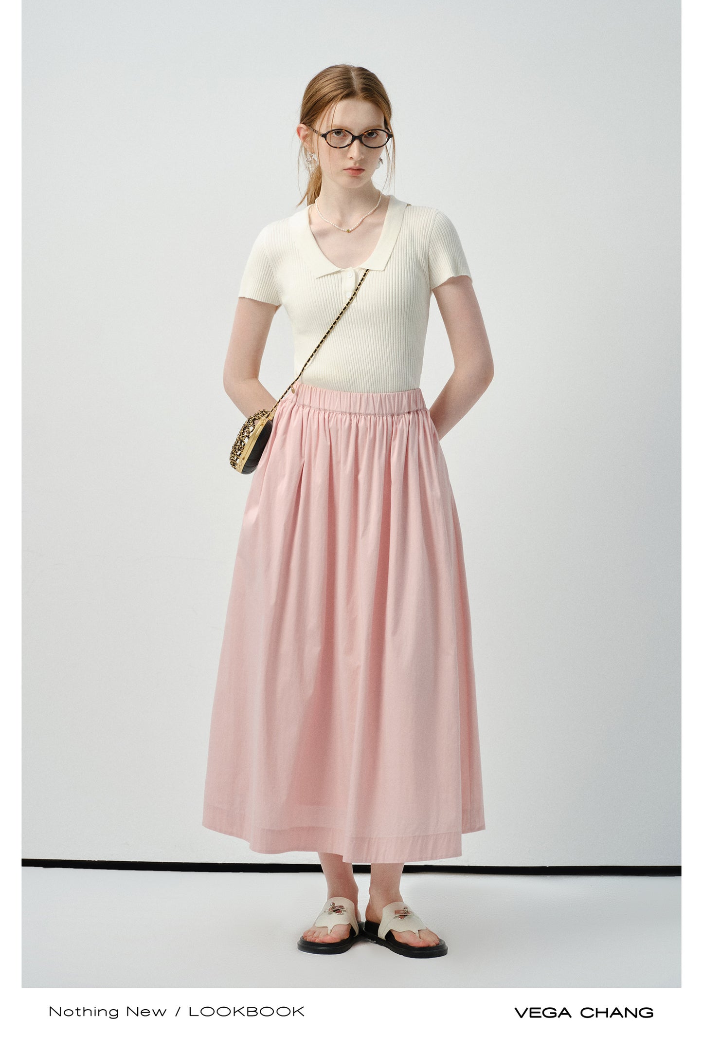 Elastic Waist A-Line Maxi Skirt