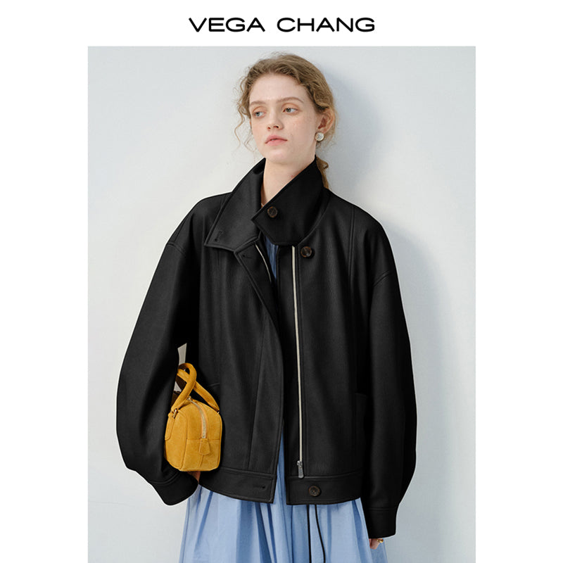 Oversized Drop Shoulder Faux Leather Jacket