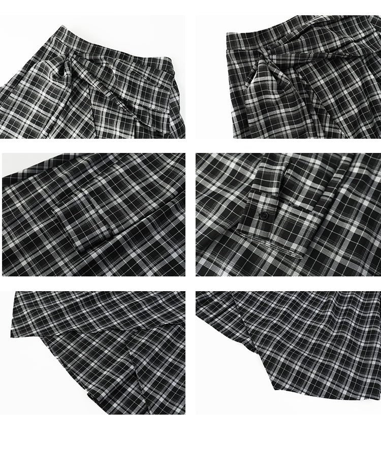Asymmetrical Plaid Skirt With Tie Detail
