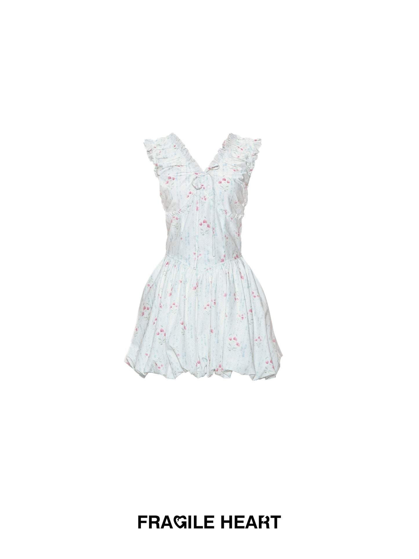 Floral Bubble Hem Dress With Ruched Detail