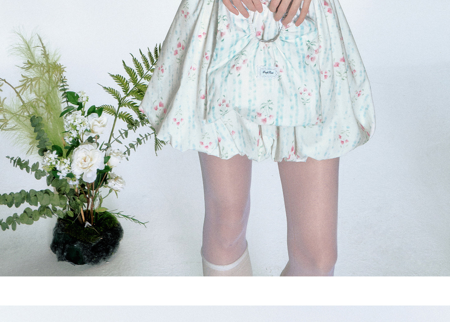 Floral Bubble Hem Dress With Ruched Detail