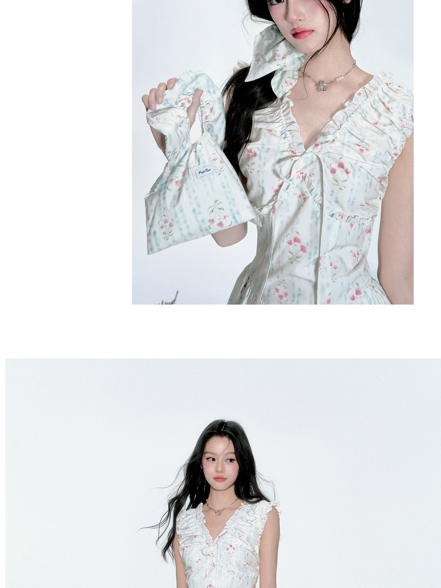 Floral Bubble Hem Dress With Ruched Detail
