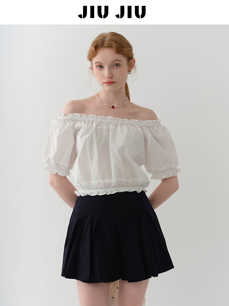Two-Way Smocked Off-Shoulder Blouse