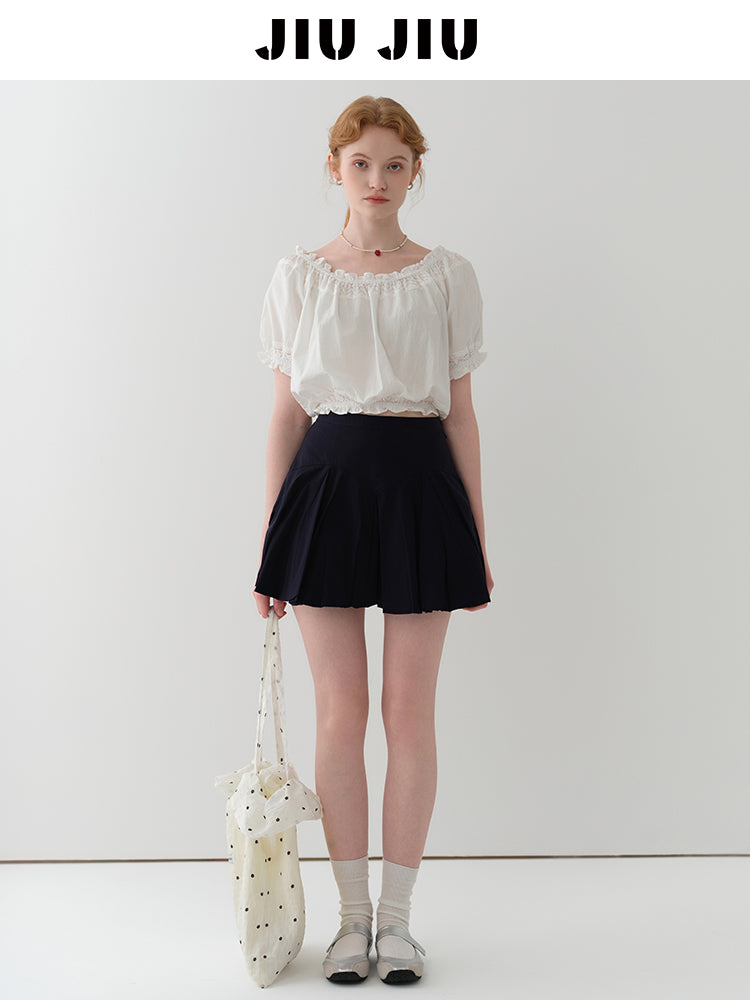 Two-Way Smocked Off-Shoulder Blouse