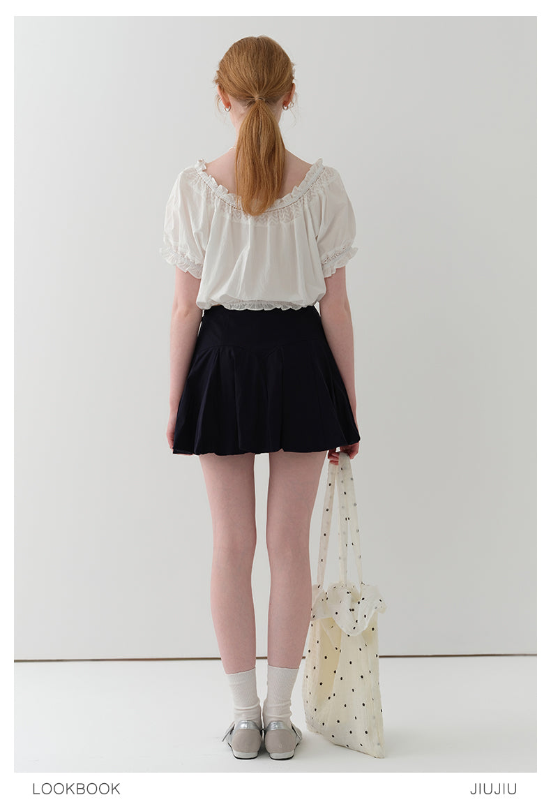 Two-Way Smocked Off-Shoulder Blouse