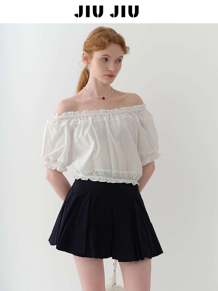 Two-Way Smocked Off-Shoulder Blouse