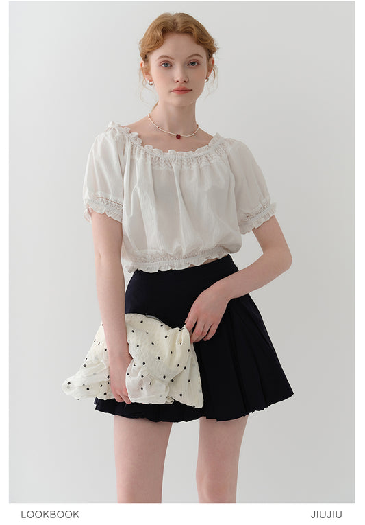 Two-Way Smocked Off-Shoulder Blouse