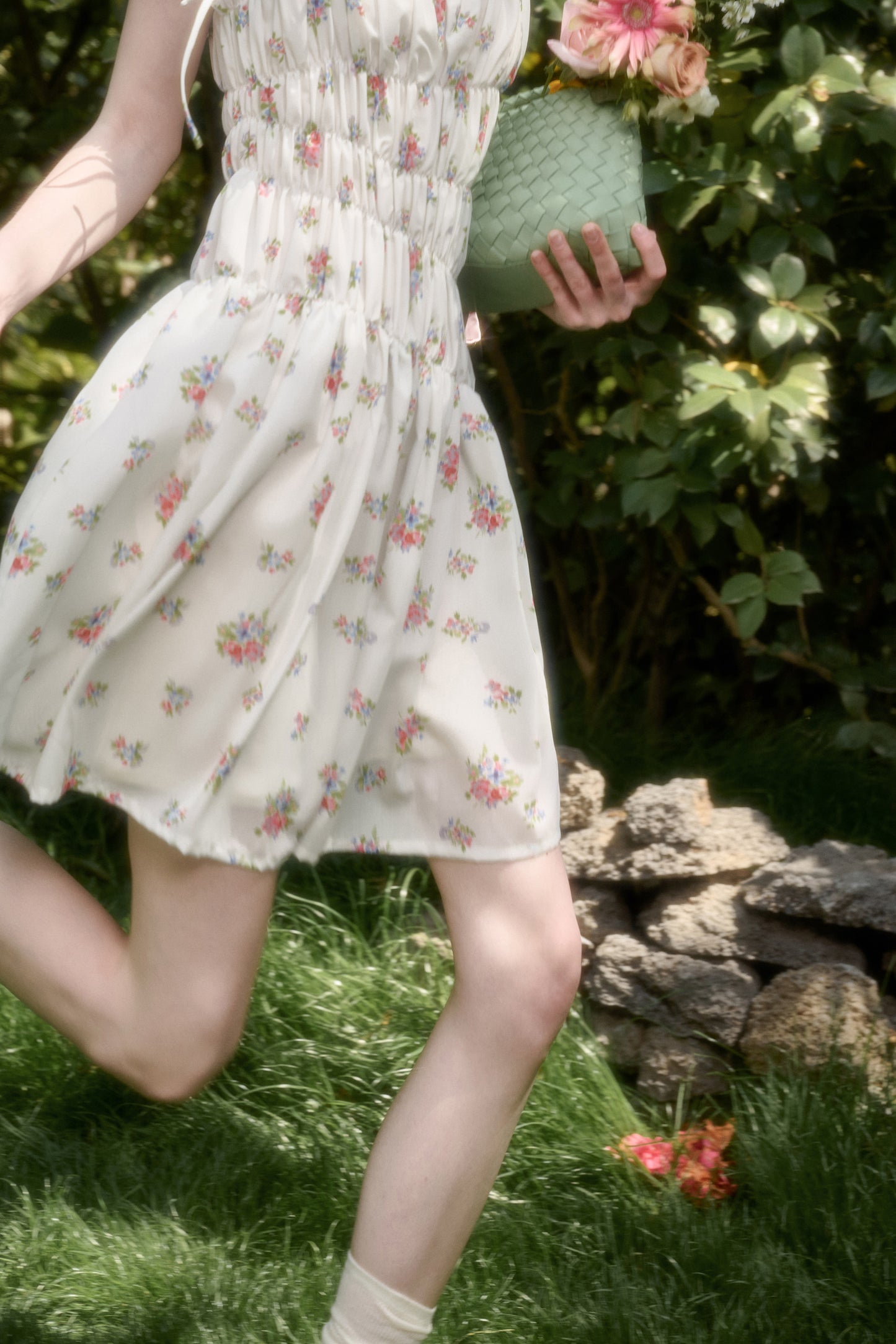 Asymmetric Floral Ruched Sleeveless Short Dress