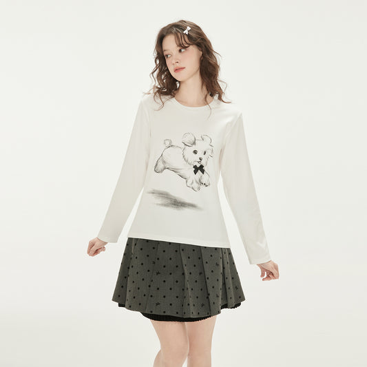 Dog Illustration Print T-Shirt