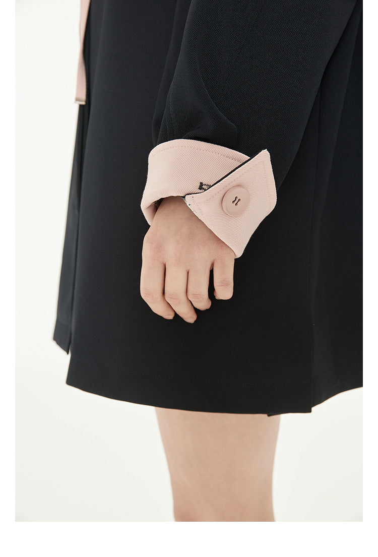 Two-Tone Peter Pan Collar Short Windbreaker Coat