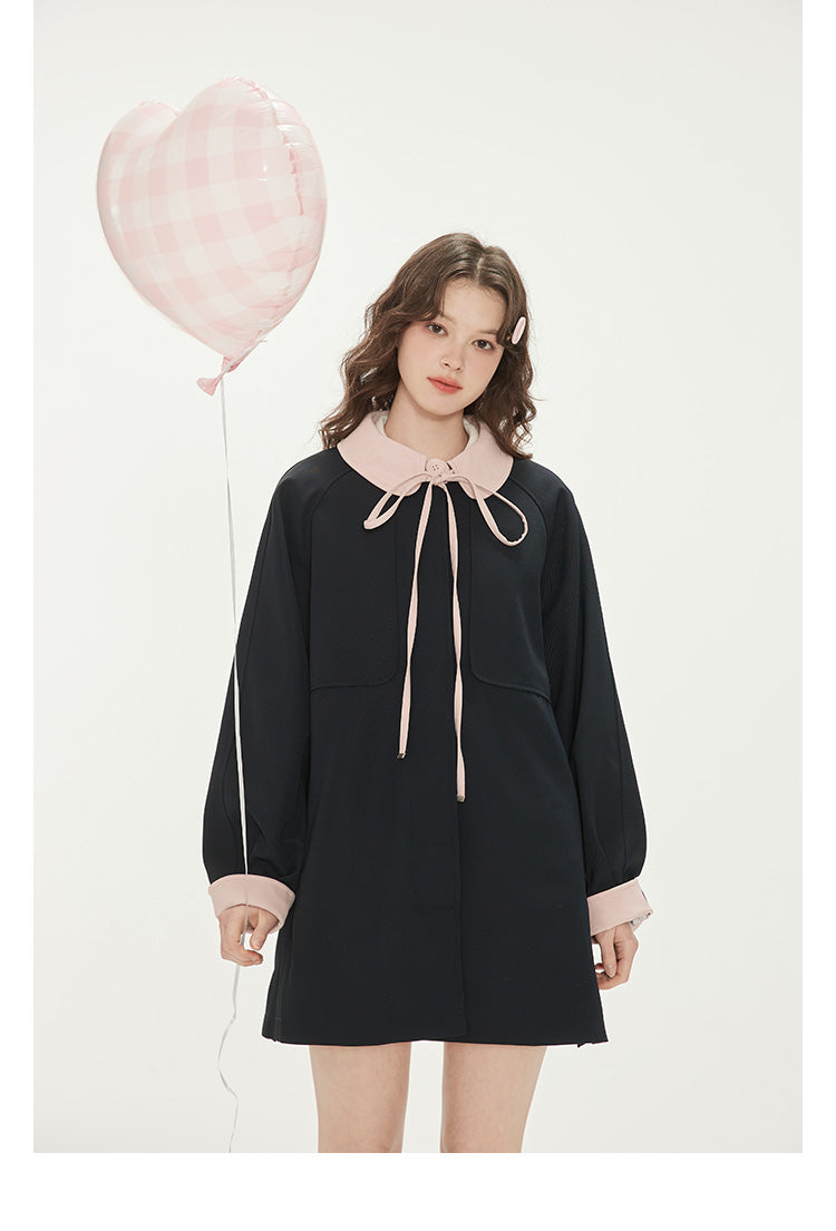 Two-Tone Peter Pan Collar Short Windbreaker Coat