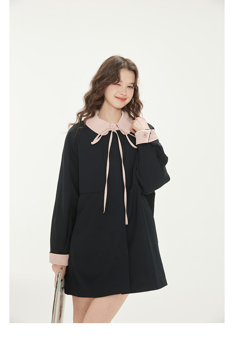 Two-Tone Peter Pan Collar Short Windbreaker Coat
