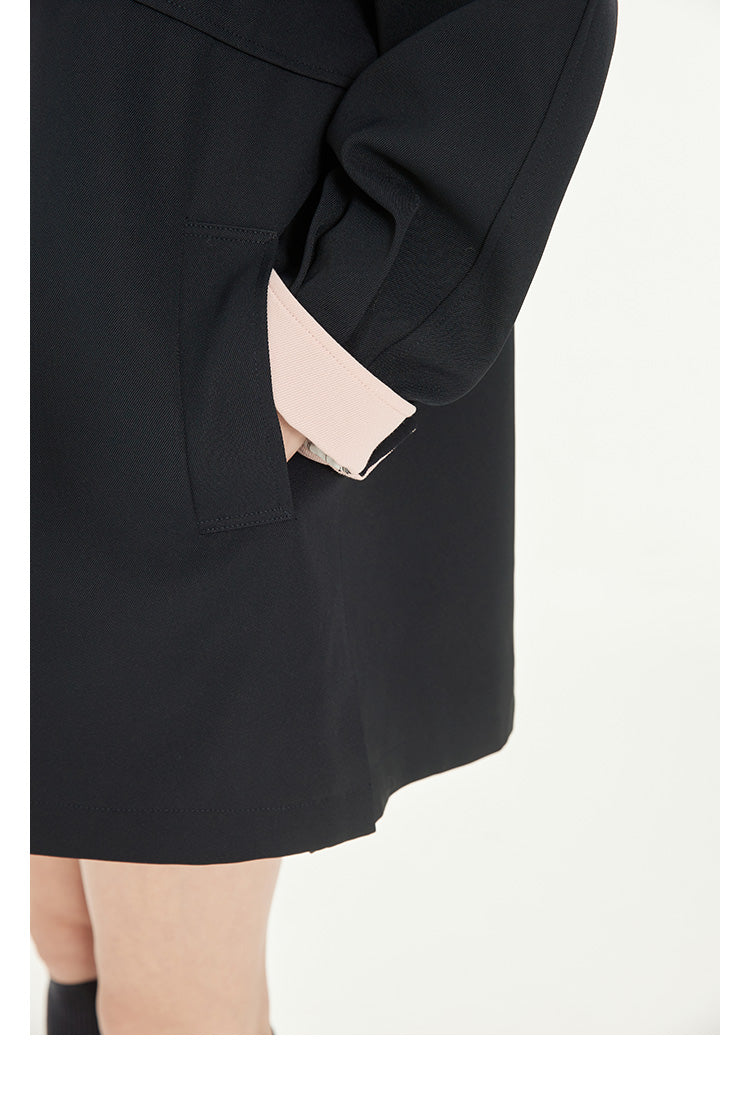 Two-Tone Peter Pan Collar Short Windbreaker Coat