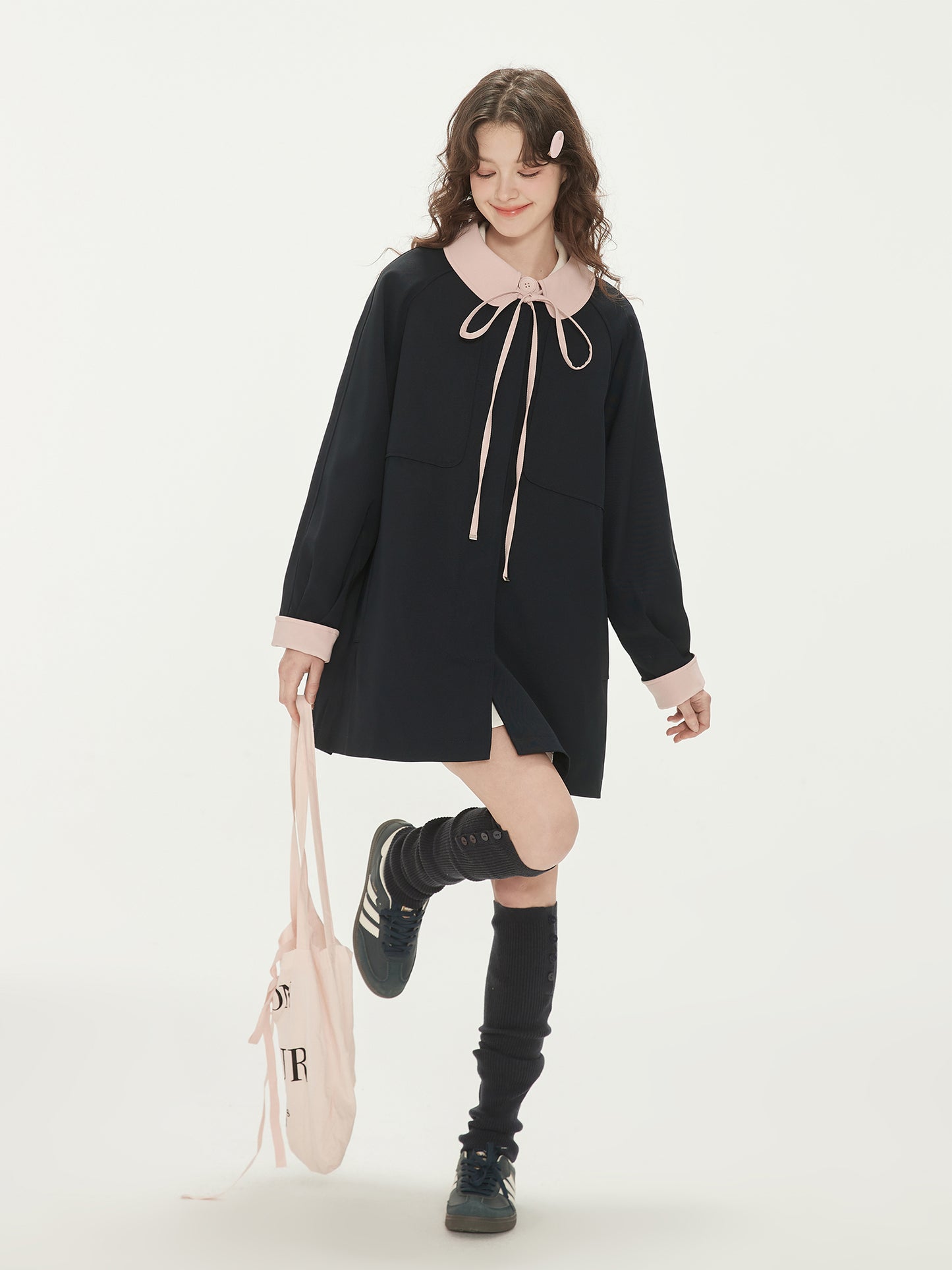 Two-Tone Peter Pan Collar Short Windbreaker Coat