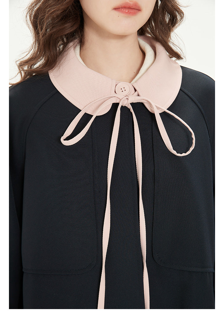 Two-Tone Peter Pan Collar Short Windbreaker Coat