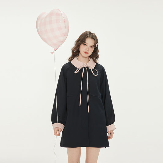 Two-Tone Peter Pan Collar Short Windbreaker Coat