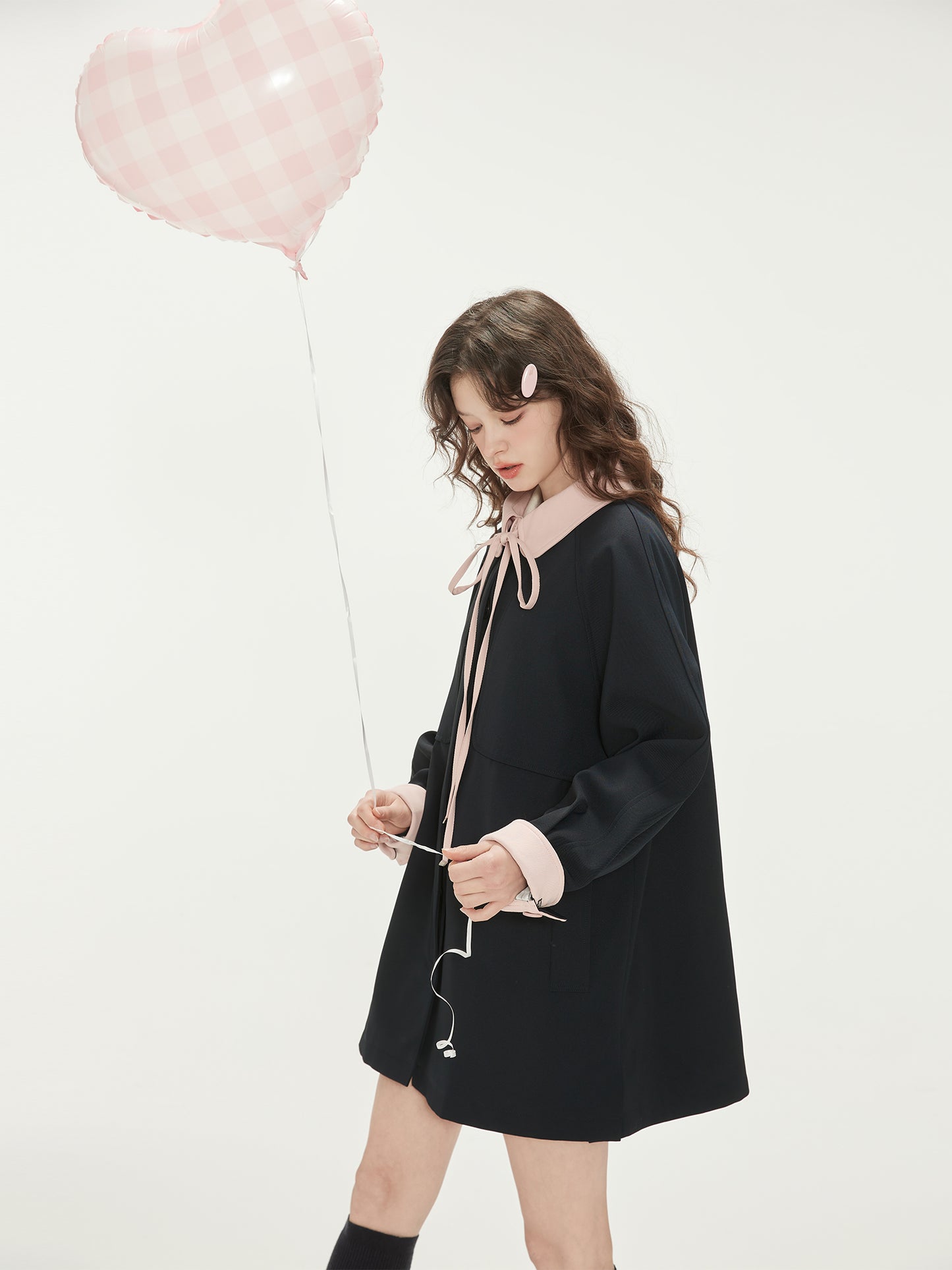 Two-Tone Peter Pan Collar Short Windbreaker Coat