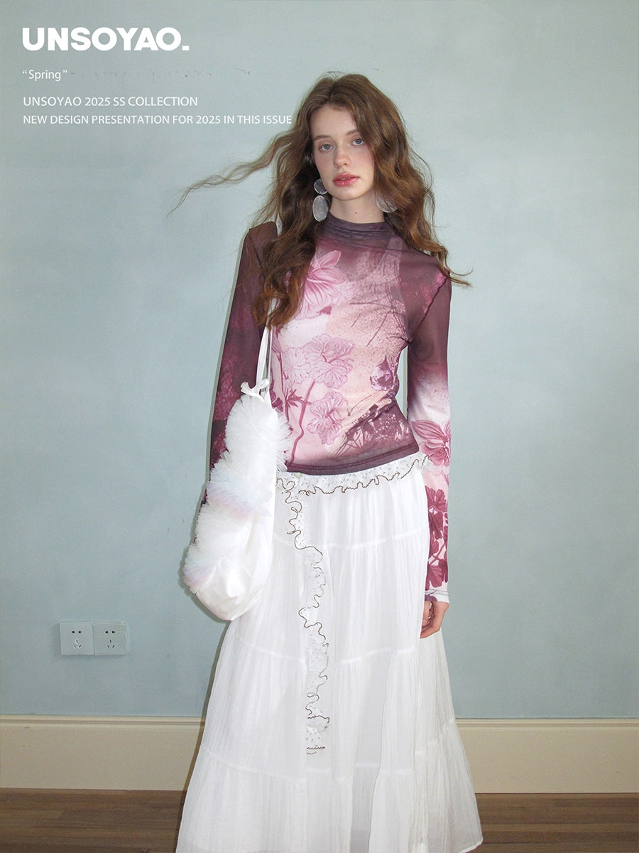 Tiered Maxi Skirt With Waist Ruffle