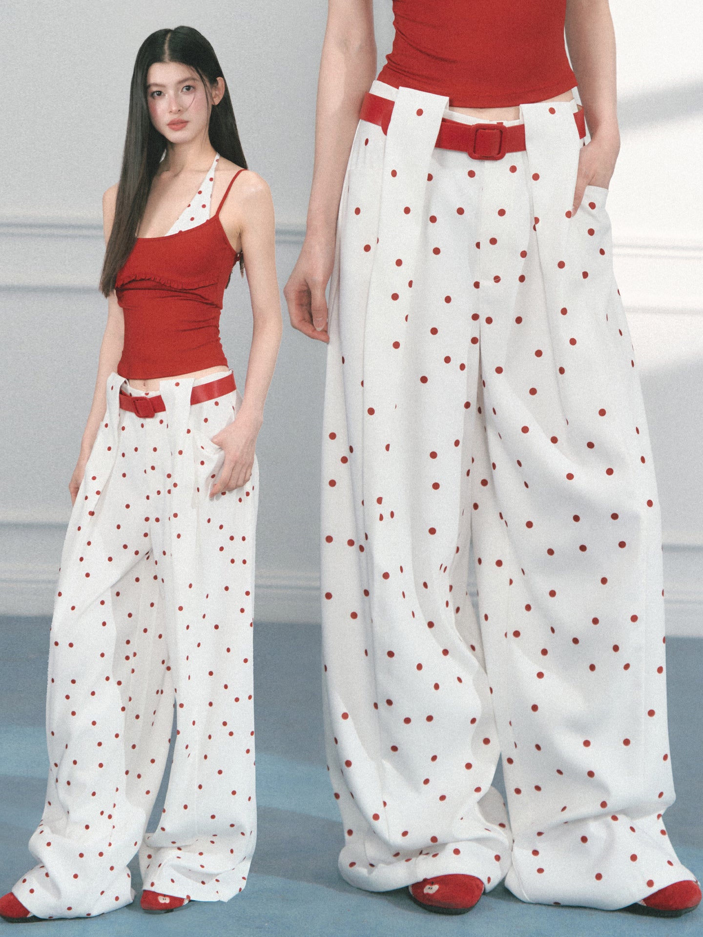 Wide-Leg Pants In Plain And Polka Dot Styles