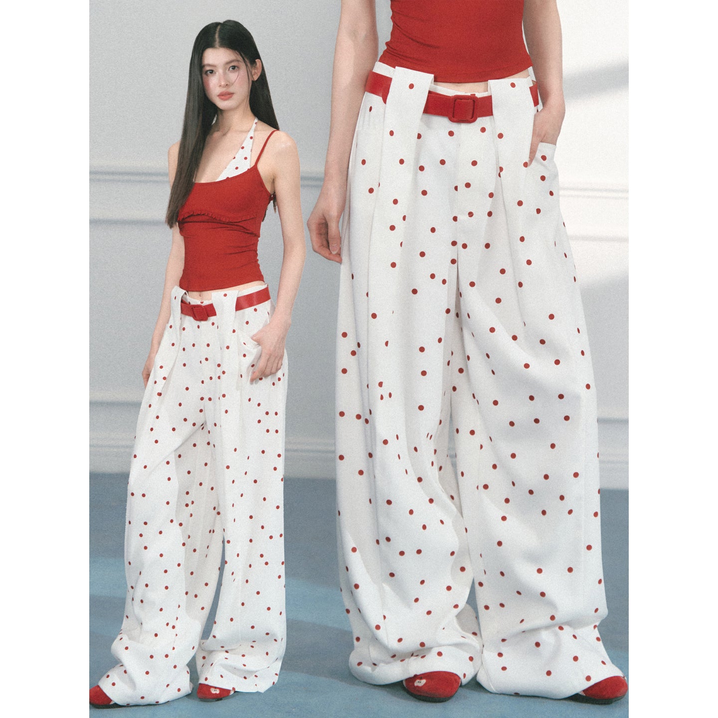 Wide-Leg Pants In Plain And Polka Dot Styles
