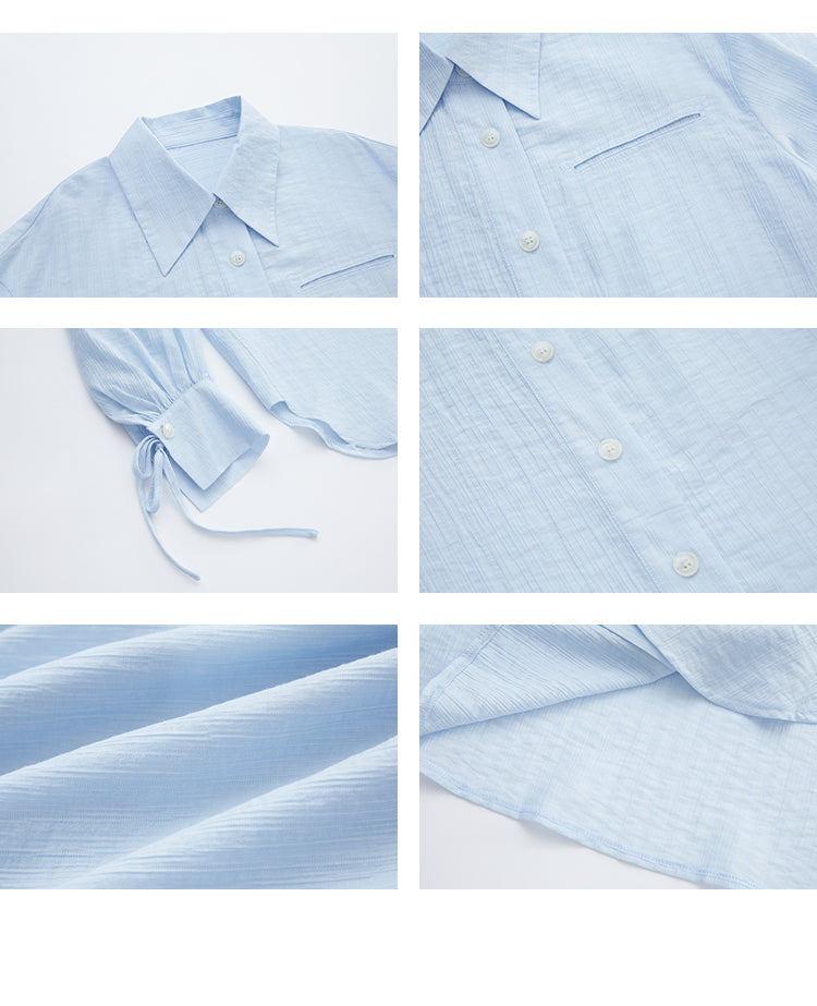 Ribbon-Cuff Shirt & Shorts In Lyocell-Nylon Blend