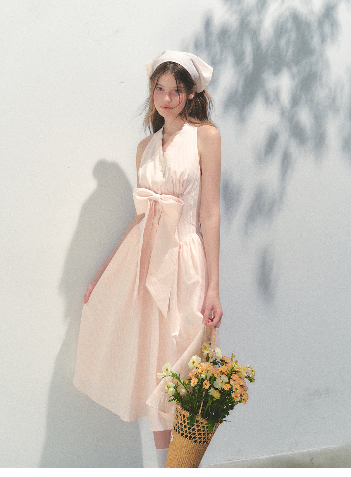 Halter Neck Dress With Detachable Large Bow