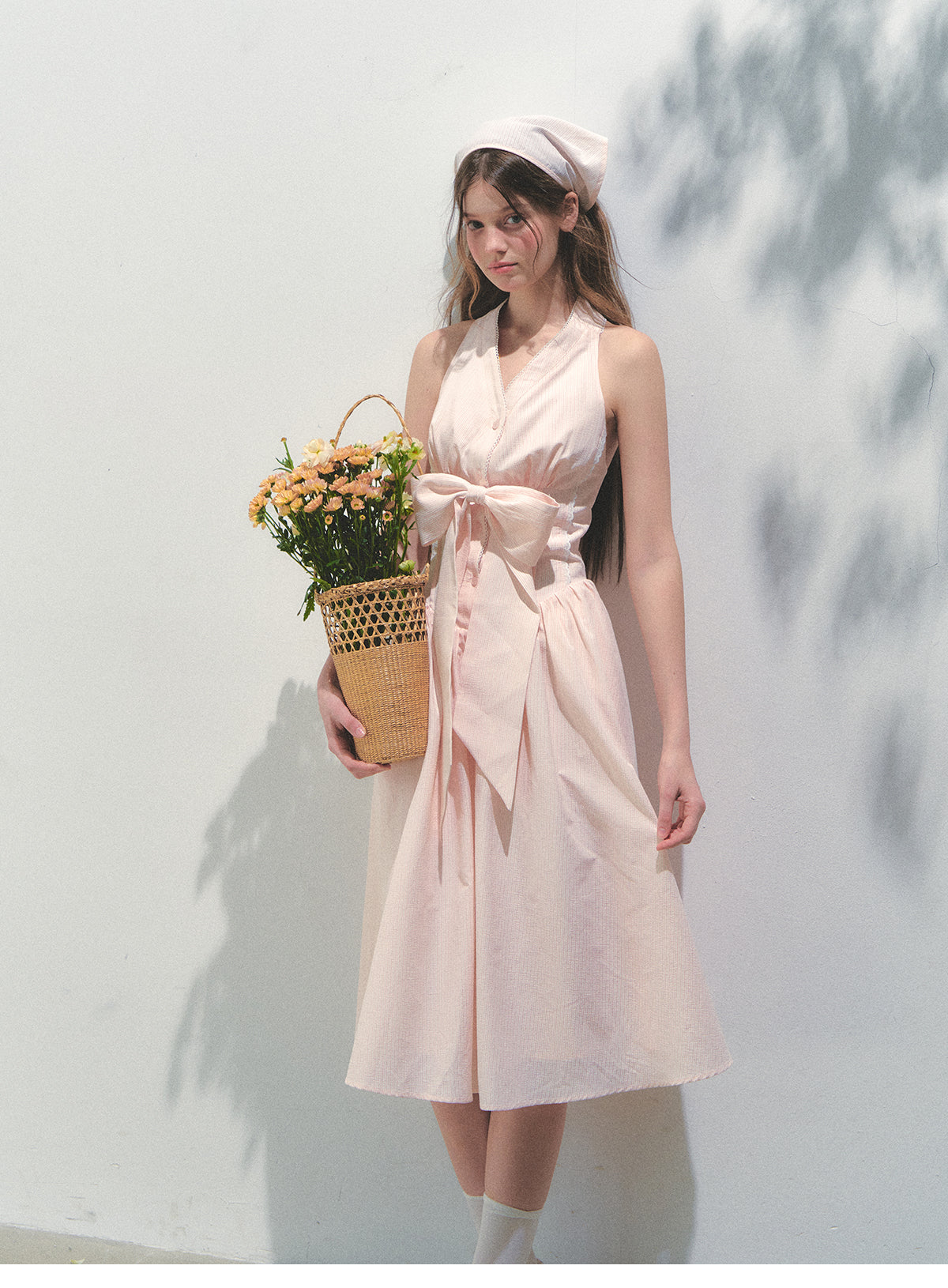 Halter Neck Dress With Detachable Large Bow