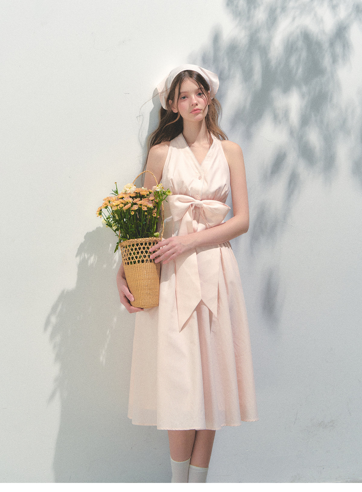 Halter Neck Dress With Detachable Large Bow