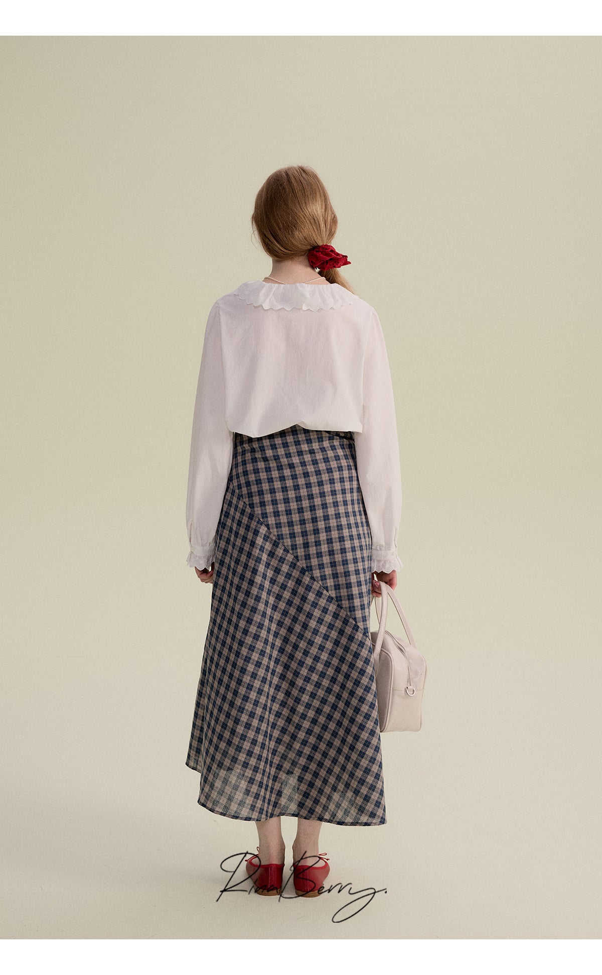 Scalloped Lace Collar Blouse With Pleated Front