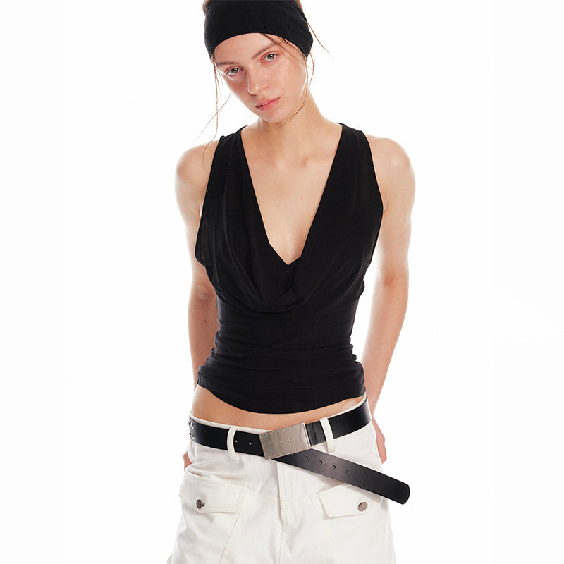 Draped Slim-Fit Top & Bra Set
