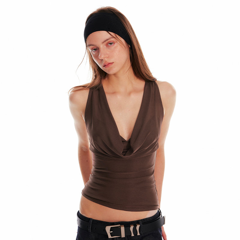 Draped Slim-Fit Top & Bra Set
