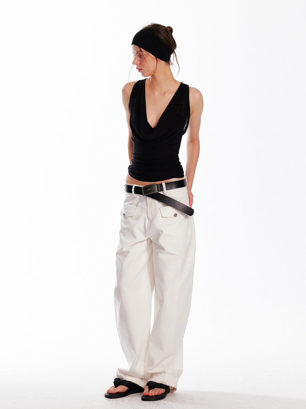Draped Slim-Fit Top & Bra Set