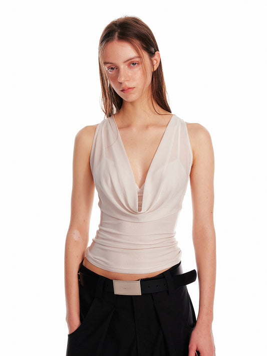Draped Slim-Fit Top & Bra Set