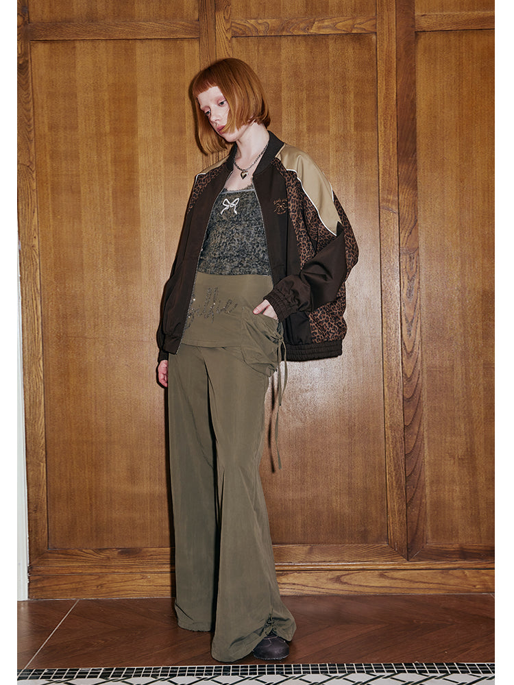 Wide-Leg Overlay Pants With Utility Pockets