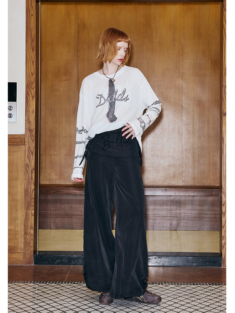 Wide-Leg Overlay Pants With Utility Pockets